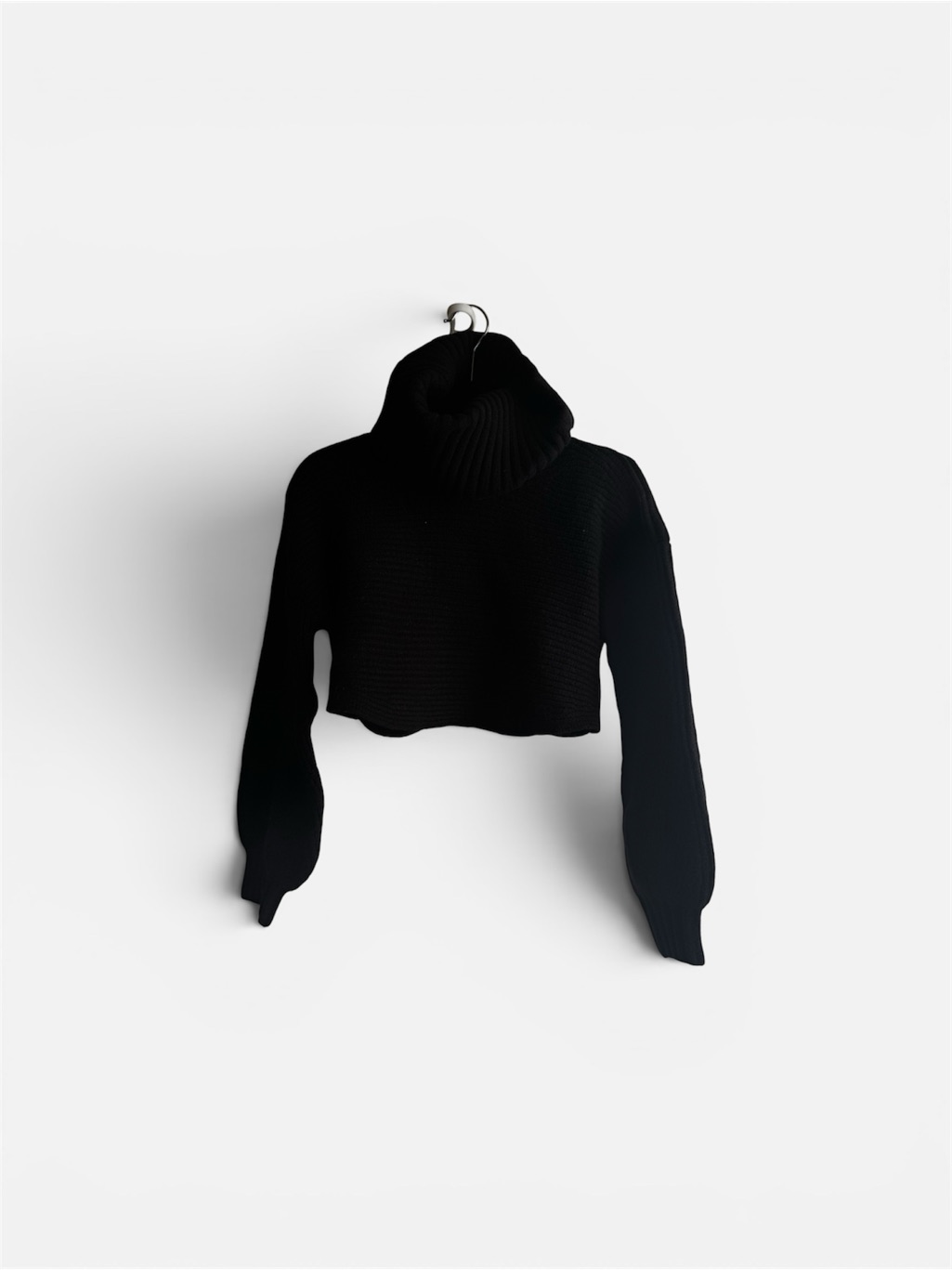 Michael Costello Black Cropped Turtleneck Sweater